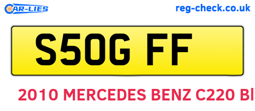 S50GFF are the vehicle registration plates.