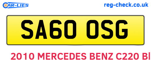 SA60OSG are the vehicle registration plates.