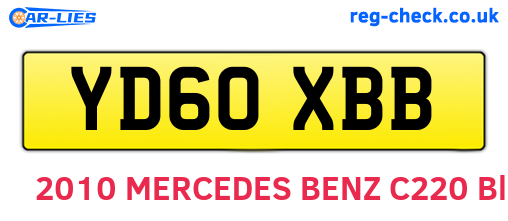YD60XBB are the vehicle registration plates.