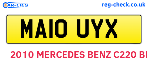MA10UYX are the vehicle registration plates.