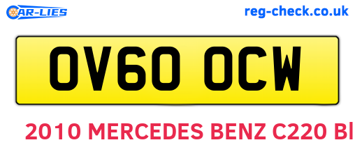 OV60OCW are the vehicle registration plates.