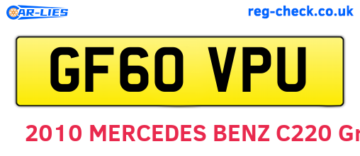 GF60VPU are the vehicle registration plates.