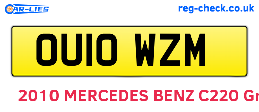 OU10WZM are the vehicle registration plates.