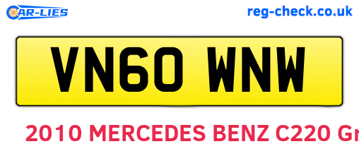 VN60WNW are the vehicle registration plates.