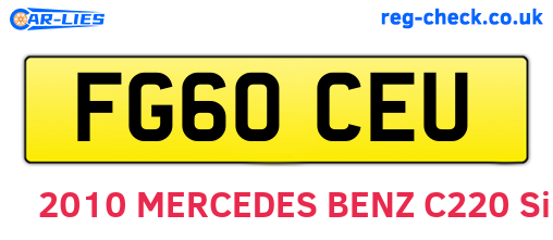 FG60CEU are the vehicle registration plates.