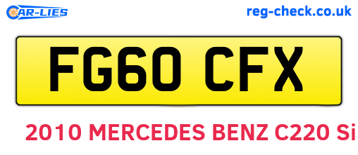 FG60CFX are the vehicle registration plates.