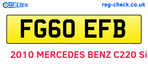 FG60EFB are the vehicle registration plates.