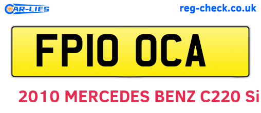 FP10OCA are the vehicle registration plates.