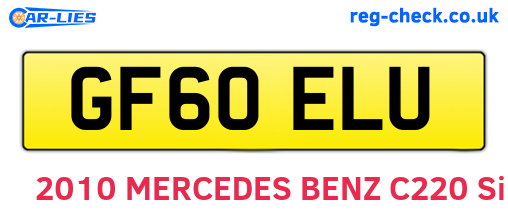 GF60ELU are the vehicle registration plates.
