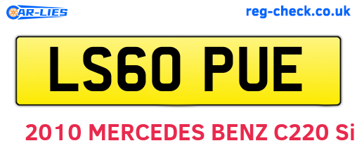 LS60PUE are the vehicle registration plates.