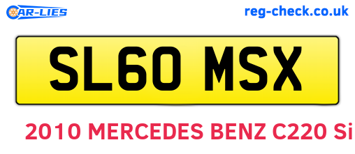 SL60MSX are the vehicle registration plates.