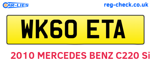 WK60ETA are the vehicle registration plates.