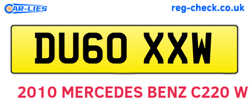 DU60XXW are the vehicle registration plates.