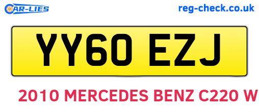 YY60EZJ are the vehicle registration plates.