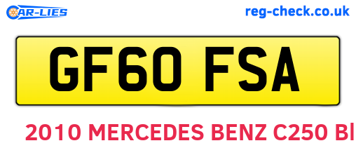 GF60FSA are the vehicle registration plates.