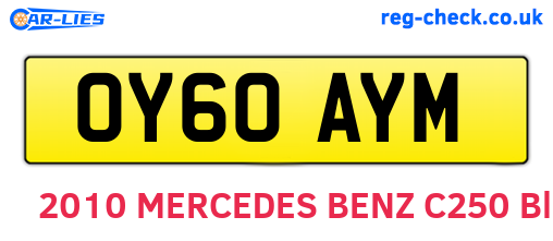 OY60AYM are the vehicle registration plates.