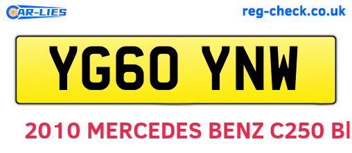 YG60YNW are the vehicle registration plates.