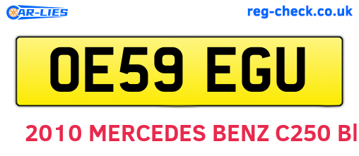 OE59EGU are the vehicle registration plates.