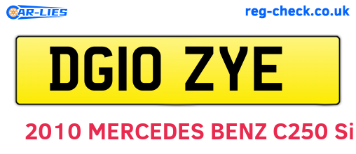 DG10ZYE are the vehicle registration plates.