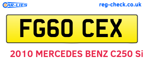 FG60CEX are the vehicle registration plates.