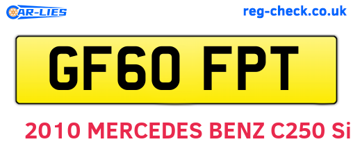 GF60FPT are the vehicle registration plates.