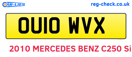 OU10WVX are the vehicle registration plates.