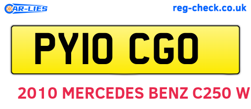PY10CGO are the vehicle registration plates.