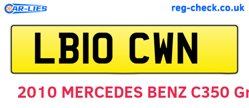 LB10CWN are the vehicle registration plates.