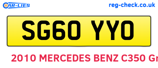 SG60YYO are the vehicle registration plates.