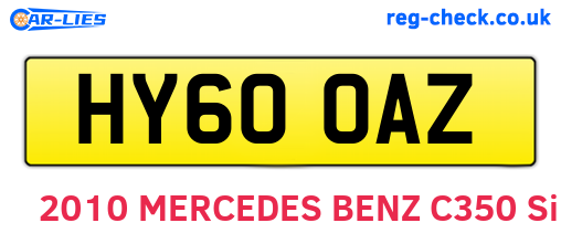 HY60OAZ are the vehicle registration plates.