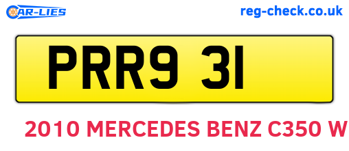 PRR931 are the vehicle registration plates.