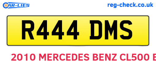 R444DMS are the vehicle registration plates.