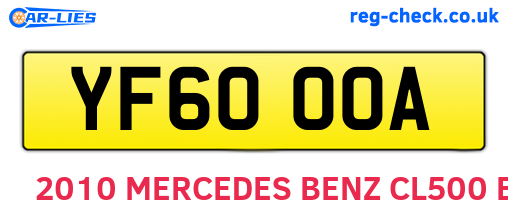 YF60OOA are the vehicle registration plates.