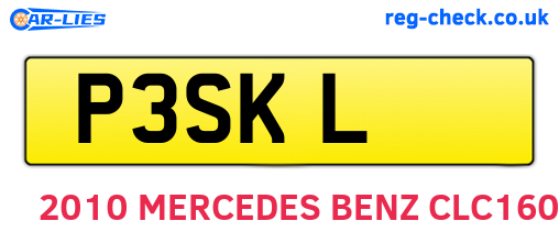 P3SKL are the vehicle registration plates.
