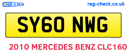 SY60NWG are the vehicle registration plates.