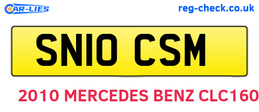 SN10CSM are the vehicle registration plates.