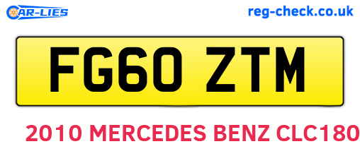 FG60ZTM are the vehicle registration plates.