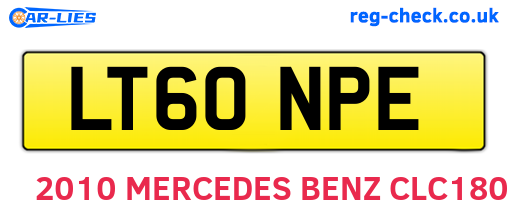 LT60NPE are the vehicle registration plates.