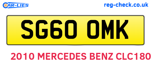 SG60OMK are the vehicle registration plates.