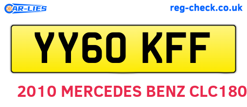 YY60KFF are the vehicle registration plates.
