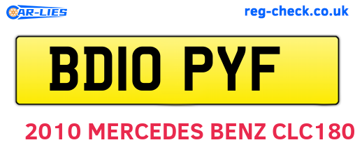 BD10PYF are the vehicle registration plates.