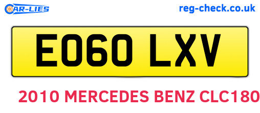 EO60LXV are the vehicle registration plates.