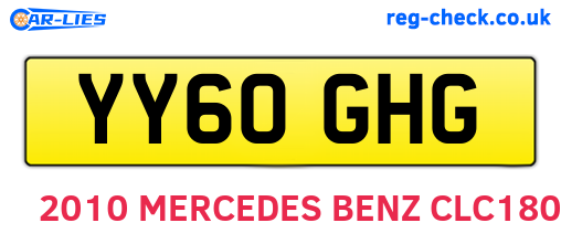 YY60GHG are the vehicle registration plates.