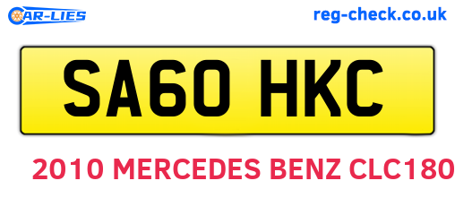 SA60HKC are the vehicle registration plates.
