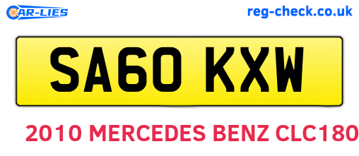 SA60KXW are the vehicle registration plates.
