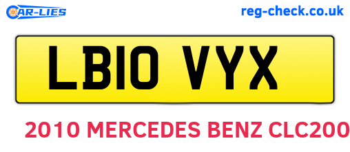 LB10VYX are the vehicle registration plates.