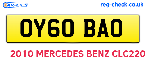 OY60BAO are the vehicle registration plates.