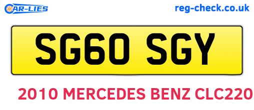 SG60SGY are the vehicle registration plates.
