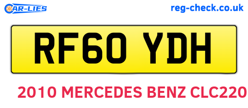 RF60YDH are the vehicle registration plates.