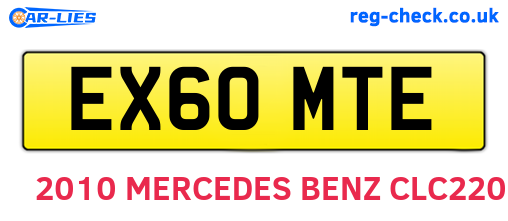 EX60MTE are the vehicle registration plates.